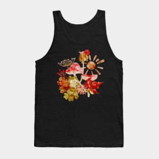 Fall Toad and Mushrooms Watercolor Illustration Tank Top